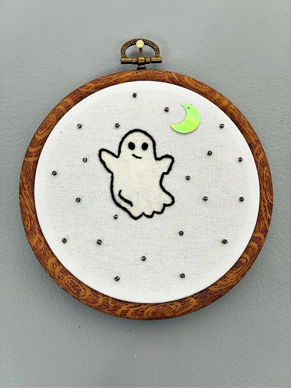 Ghost Embroidery Hoop Wall Art